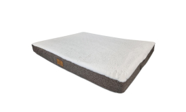 Liegematte Blockkissen grau mit Fell 90 x 70 cm/ 10 cm