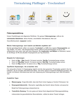 z Pfaffinger Trockenbarf Fütterungsempfehlung