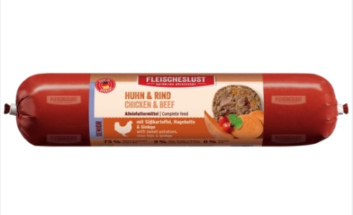 Fleischeslust Senior Huhn & Rind 800 g mit Süßkartoffel, Hagebutte und Ginkgo