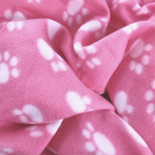 Welpendecke Fleece, rosa mit weißen Pfoten